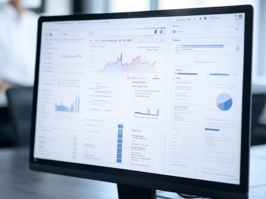 Monitor with SEO analytics charts